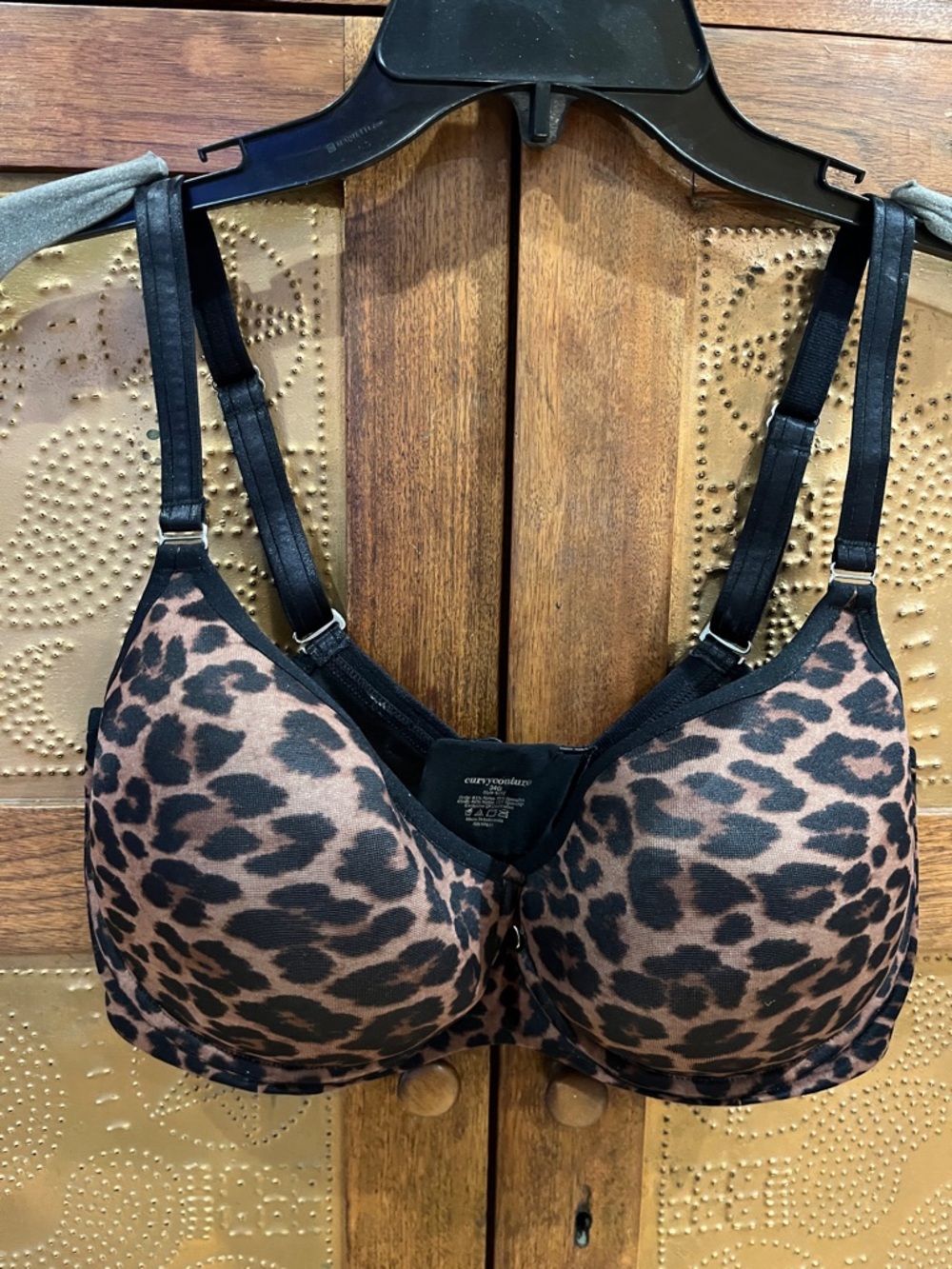 Curvy Couture Leopard Print Bra in Brown and Black